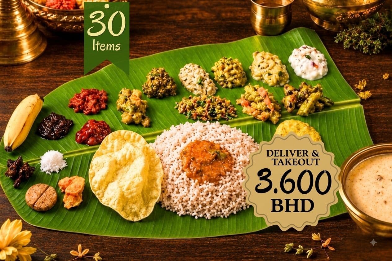 Kappaalam Special Onam Sadya (30 Varieties) — Onam Sadya by Kappaalam Live Restaurant - Gudaibiya in Gudaibiya, Bahrain